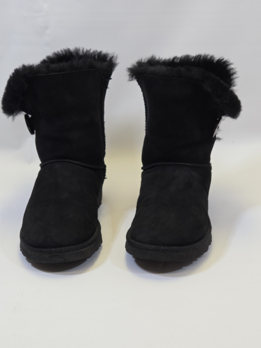 UGG Australia Black Suede Sheepskin Boots Womens Cozy Winter Classic